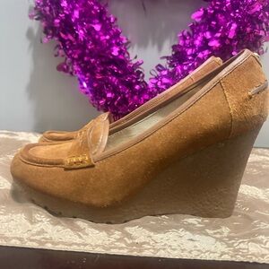 Michael Kors Brown Suede Wedge Loafers